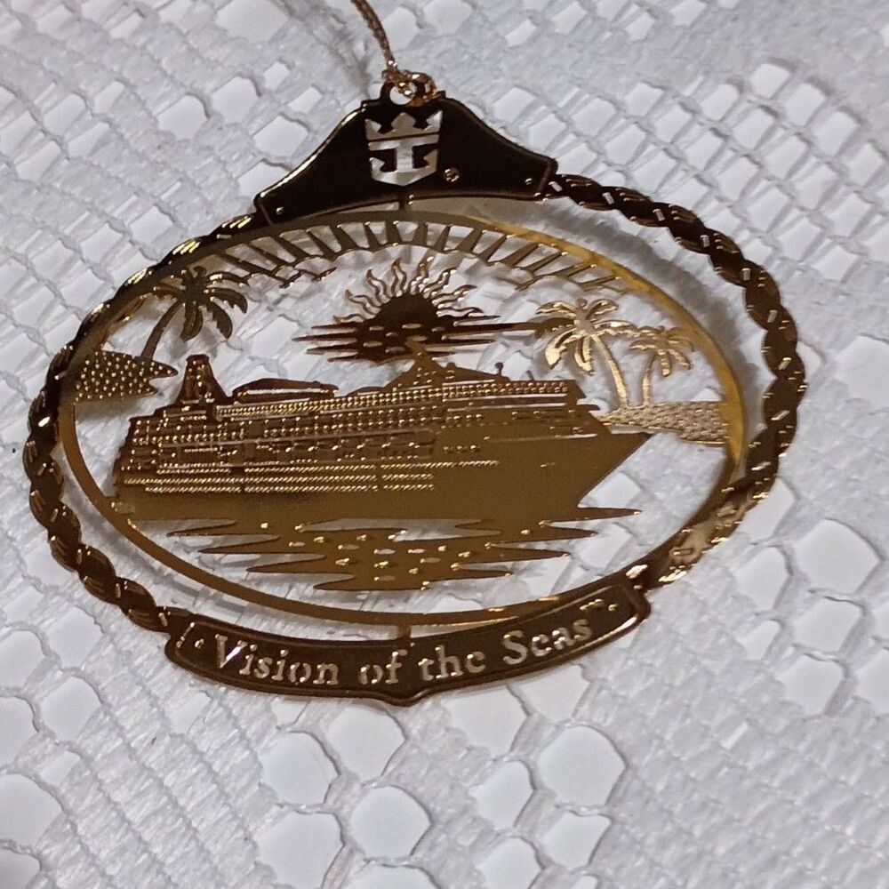 Vision of the Seas Genuine 24K Gold Flashed Brass with Gold Hanger~Vintage~